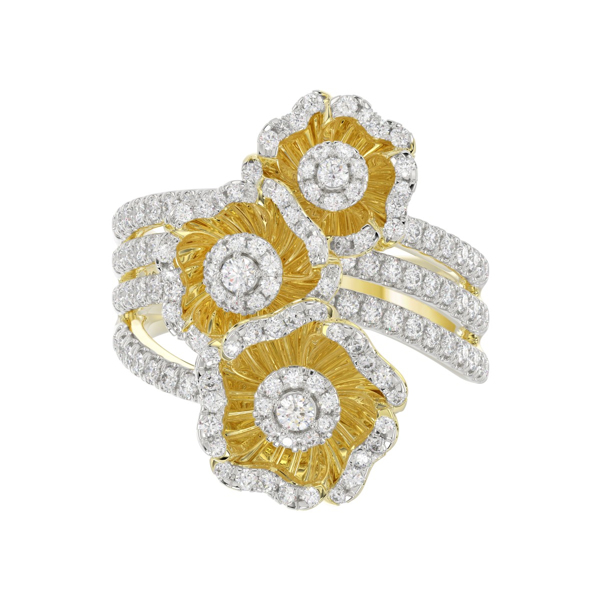 18K YELLOW GOLD 1CT ROUND DIAMOND LADIES RING 