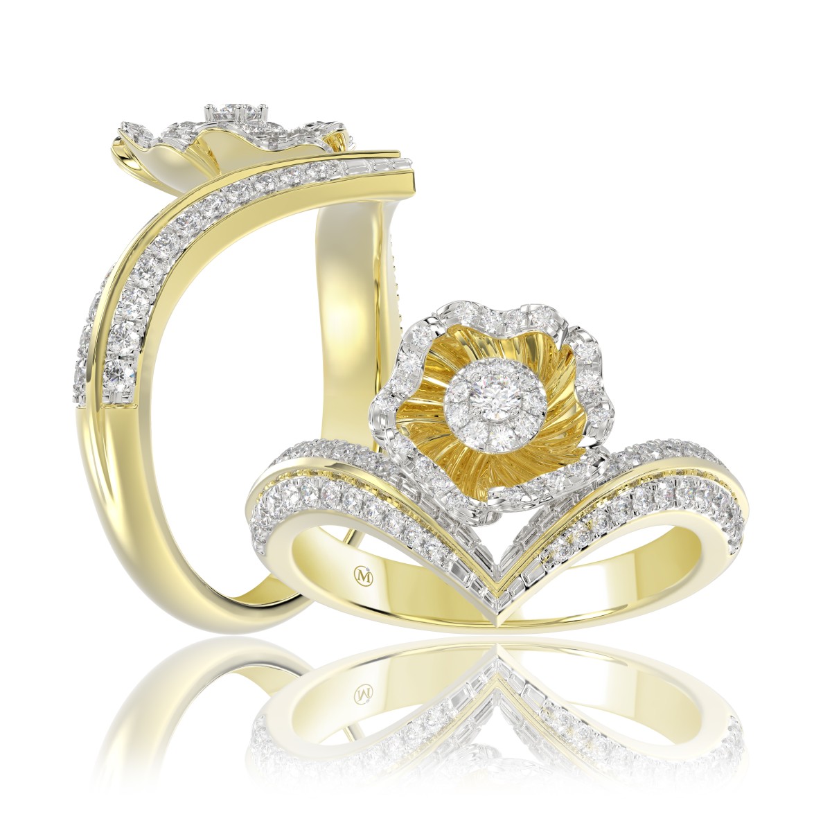 18K YELLOW GOLD 1/2CT ROUND DIAMOND LADIES RING 