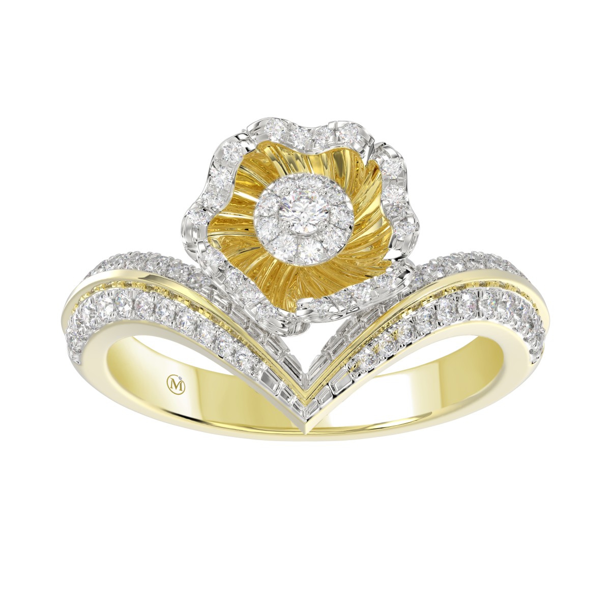 18K YELLOW GOLD 1/2CT ROUND DIAMOND LADIES RING 