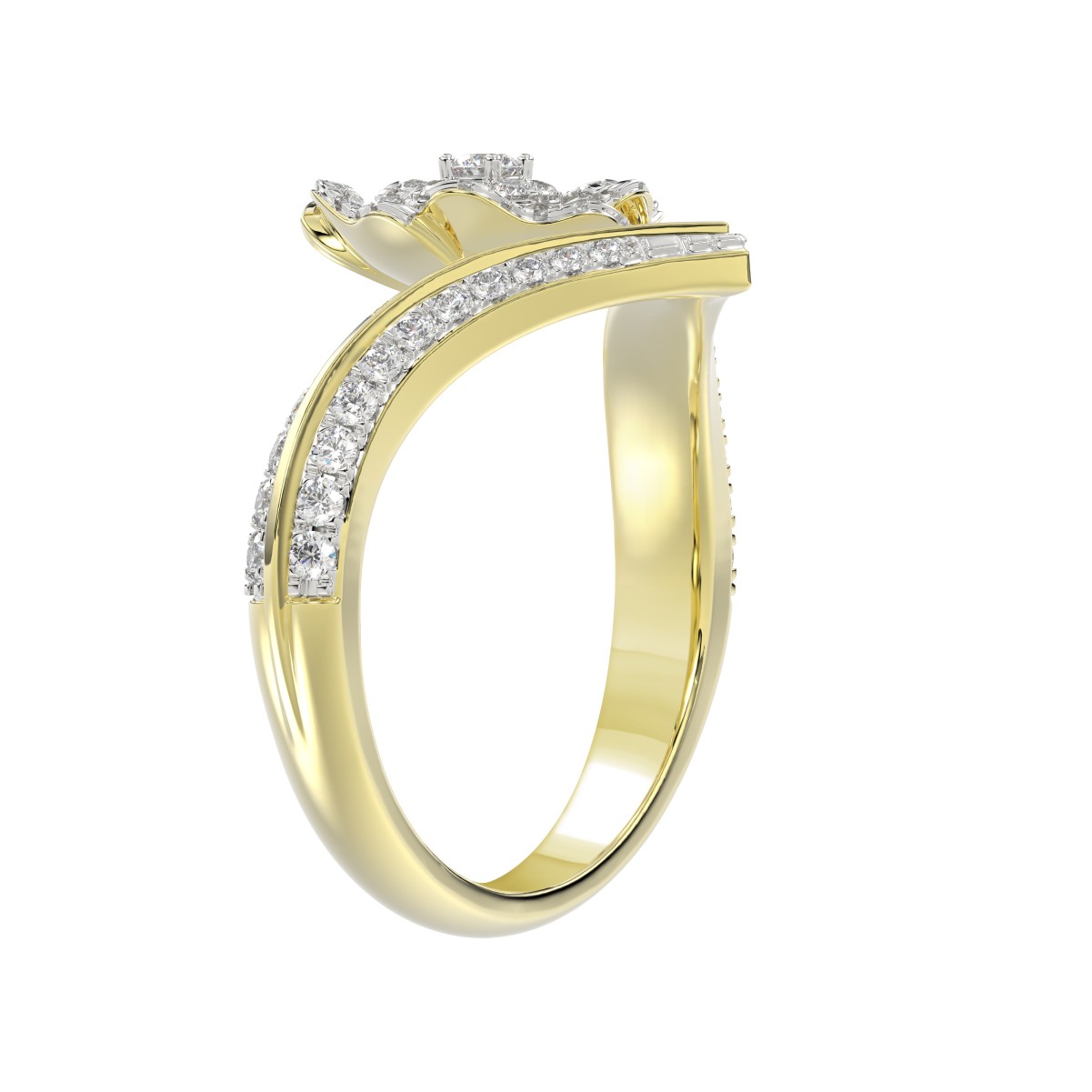 18K YELLOW GOLD 1/2CT ROUND DIAMOND LADIES RING 