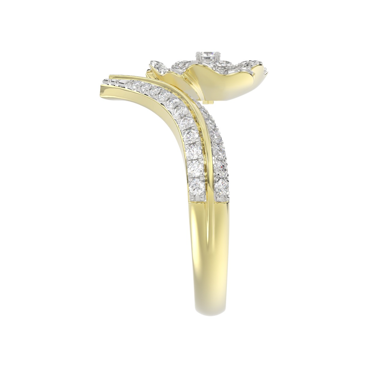 18K YELLOW GOLD 1/2CT ROUND DIAMOND LADIES RING 