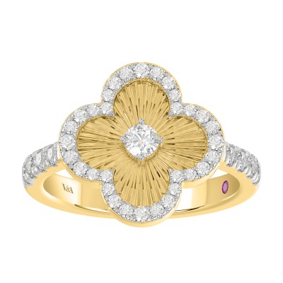 18K YELLOW GOLD 1/2CT ROUND DIAMOND LADIES FASHION RING