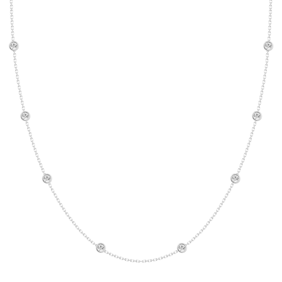 18K WHITE GOLD 3/4CT ROUND DIAMOND LADIES NECKLACE 