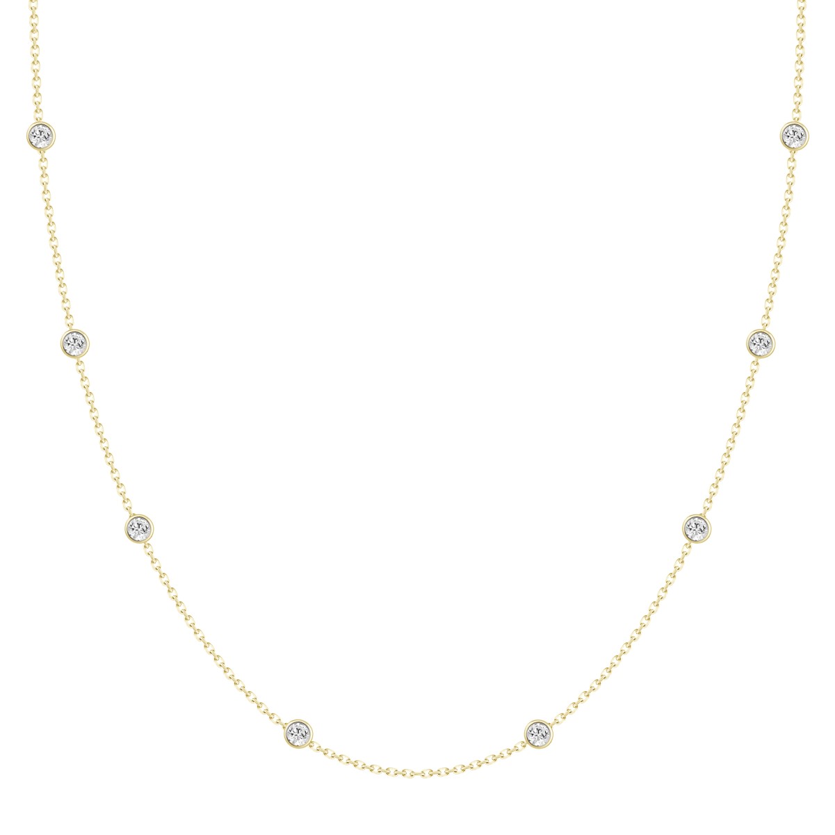 18K YELLOW GOLD 3/4CT ROUND DIAMOND LADIES NECKLACE 