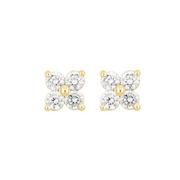 18K YELLOW GOLD 1/2CT ROUND DIAMOND LADIES EARRING...