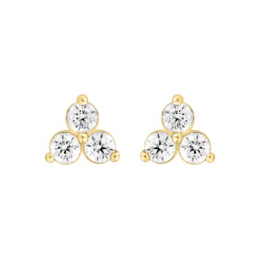 18K YELLOW GOLD 1.00CT ROUND DIAMOND LADIES EARRINGS