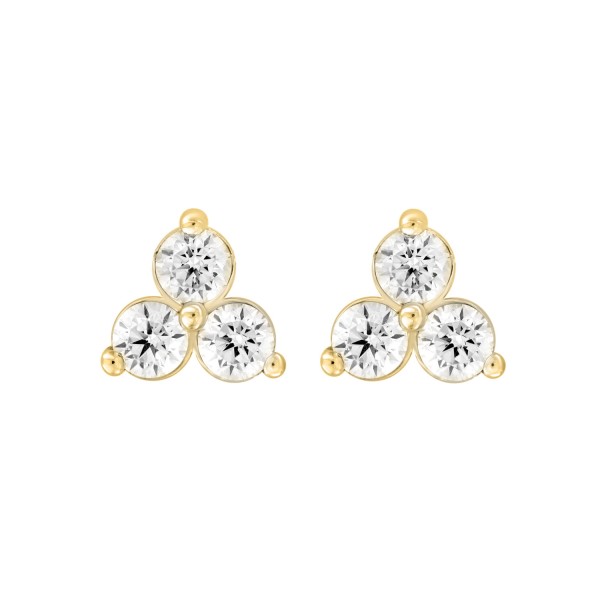 18K YELLOW GOLD 2CT ROUND DIAMOND LADIES EARRINGS ...