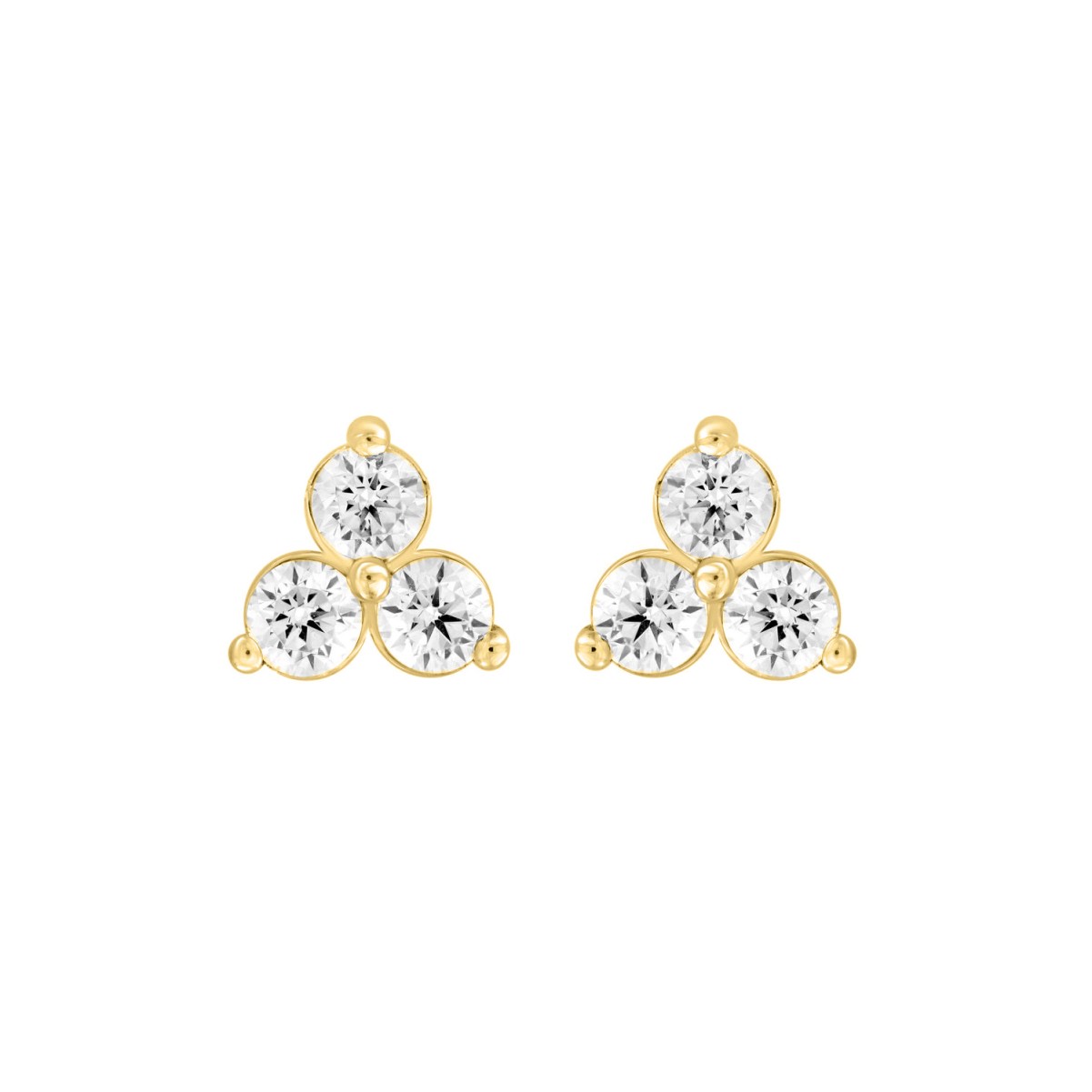 18K YELLOW GOLD 1/2CT ROUND DIAMOND LADIES EARRINGS 