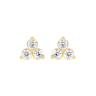 18K YELLOW GOLD 1/2CT ROUND DIAMOND LADIES EARRINGS 