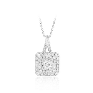 18K WHITE GOLD 3/4CT ROUND DIAMOND LADIES PENDANT 