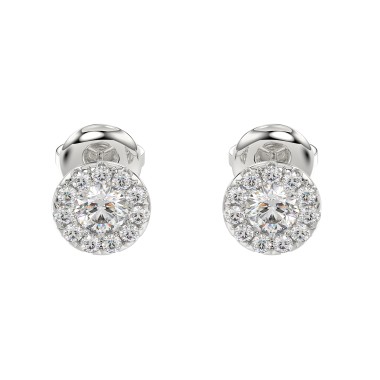 18K WHITE GOLD 5/8CT ROUND DIAMOND LADIES EARRINGS 