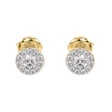 18K YELLOW GOLD 5/8CT ROUND DIAMOND LADIES EARRINGS 