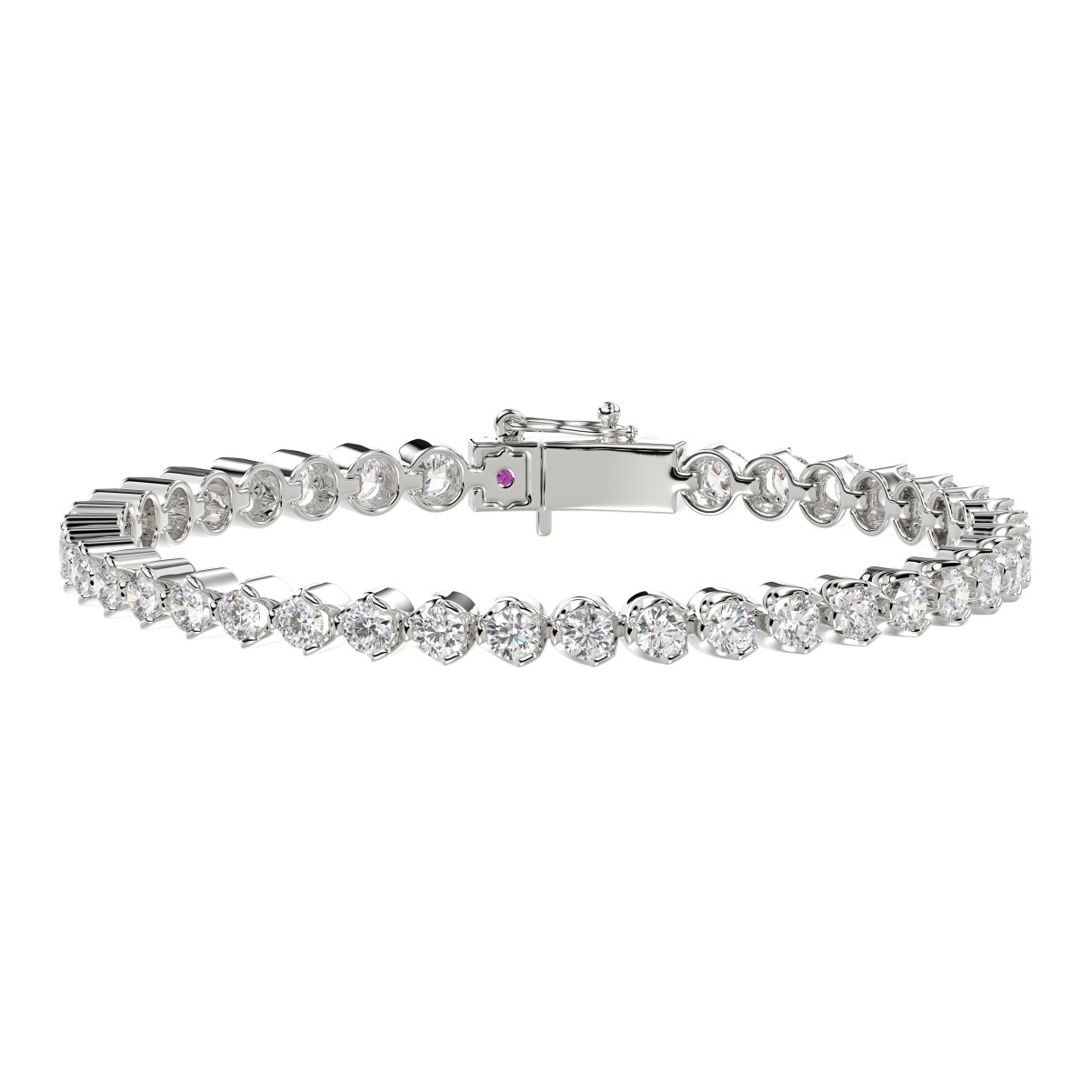 18K WHITE GOLD 5CT ROUND DIAMOND LADIES BRACELET 