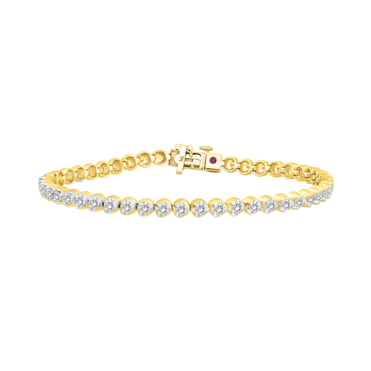 18K YELLOW GOLD 1CT ROUND DIAMOND LADIES BRACELET 