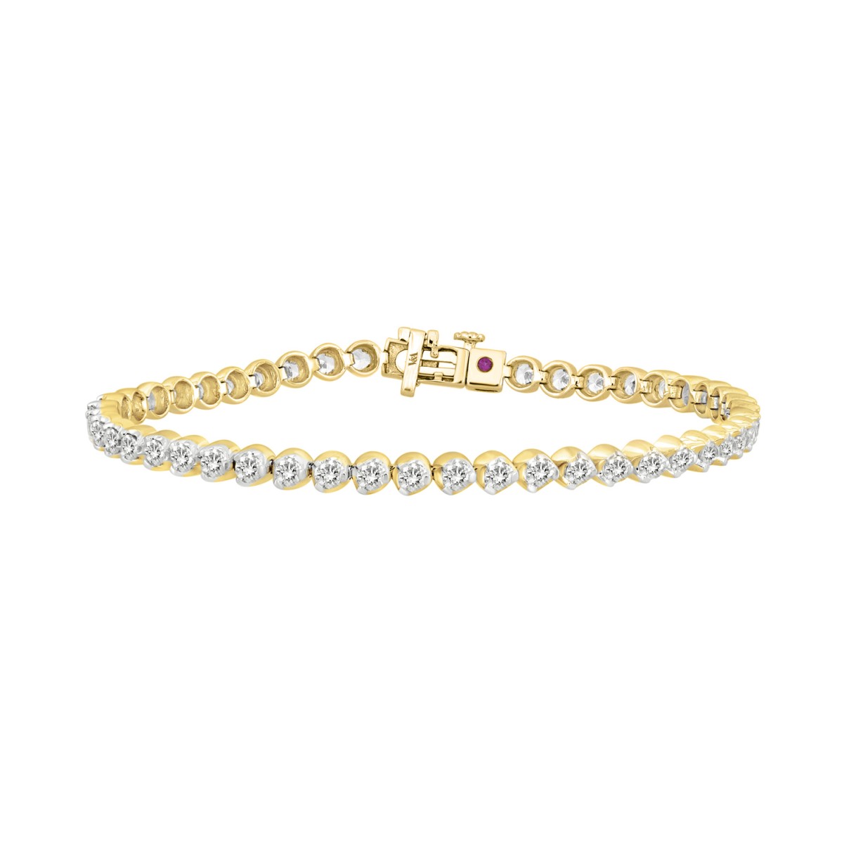 18K YELLOW GOLD 2CT ROUND DIAMOND LADIES BRACELET 