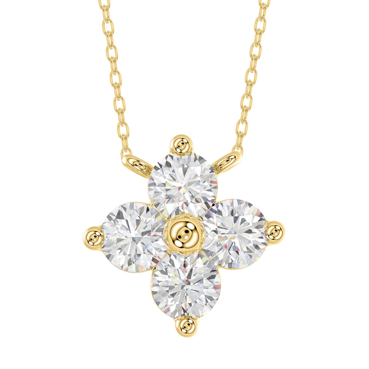 18K YELLOW GOLD 1 5/8CT ROUND DIAMOND LADIES PENDANT WITH CHAIN  