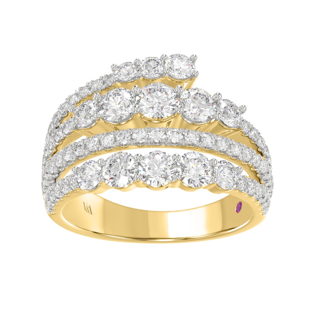 18K YELLOW GOLD 2CT ROUND DIAMOND LADIES BAND 