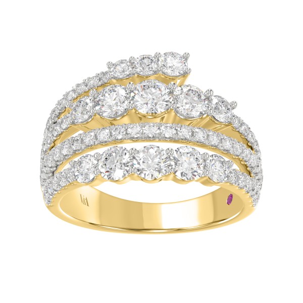 18K YELLOW GOLD 2CT ROUND DIAMOND LADIES BAND ...