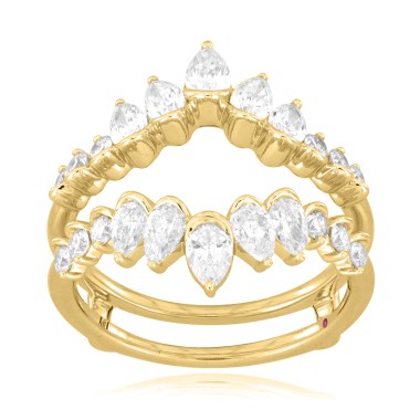 18K YELLOW GOLD 1 1/2CT ROUND/PEAR DIAMOND LADIES WRAP RING 