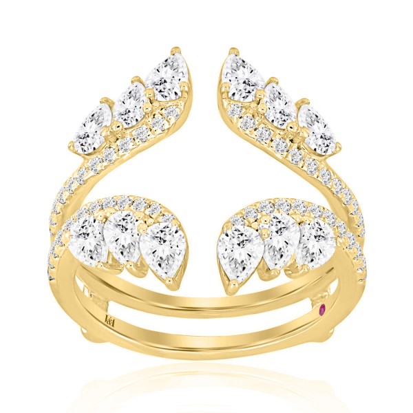 18K YELLOW GOLD 1 1/2CT ROUND/PEAR DIAMOND LADIES ...