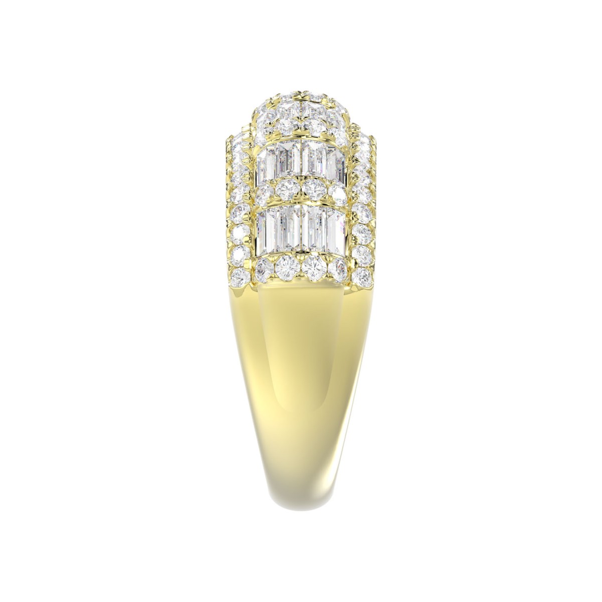 18K YELLOW GOLD 1 1/3CT ROUND/BAGUETTE DIAMOND LADIES BAND