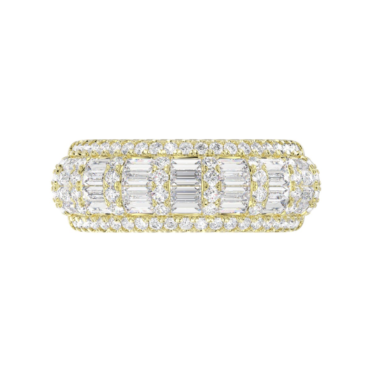 18K YELLOW GOLD 1 1/3CT ROUND/BAGUETTE DIAMOND LADIES BAND