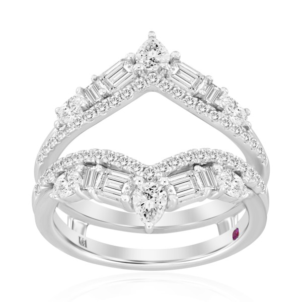 18K WHITE GOLD 1 1/2CT ROUND/BAGUETTE/OVAL/PEAR/EM...