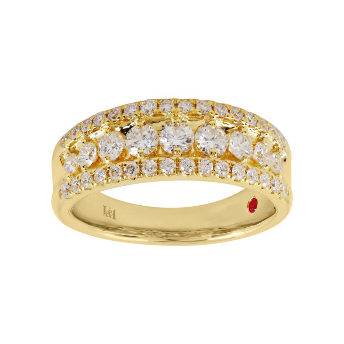 18K YELLOW  GOLD 1CT ROUND DIAMOND LADIES FASHION BAND