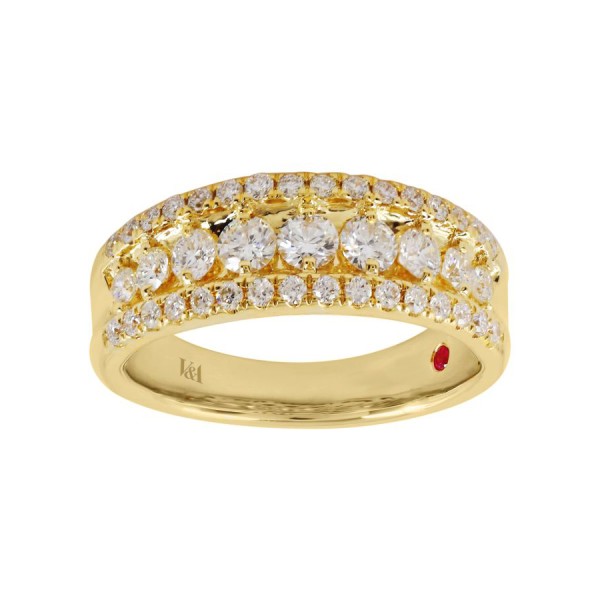 18K YELLOW  GOLD 1CT ROUND DIAMOND LADIES FASHION ...