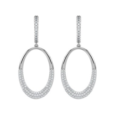 18K WHITE GOLD 1.00CT ROUND DIAMOND HOOP EARRINGS