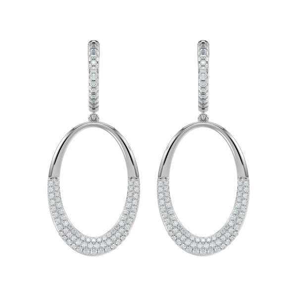 18K WHITE GOLD 1.00CT ROUND DIAMOND HOOP EARRINGS...