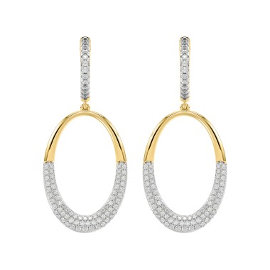 18K YELLOW GOLD 1CT ROUND DIAMOND LADIES HOOPS EARRINGS