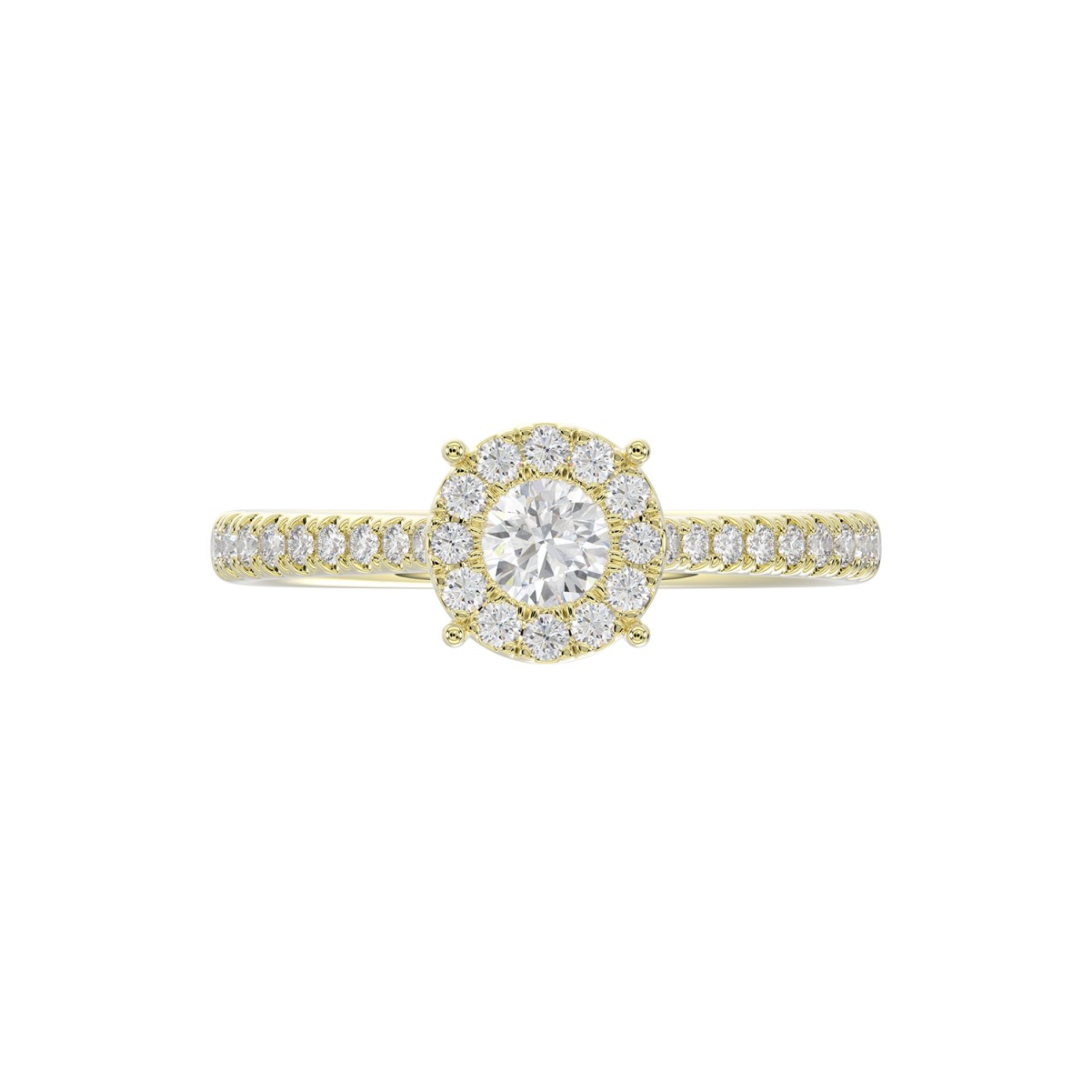 18K YELLOW GOLD 1/2CT ROUND DIAMOND LADIES RING(CENTER STONE ROUND DIAMOND 1/4CT)