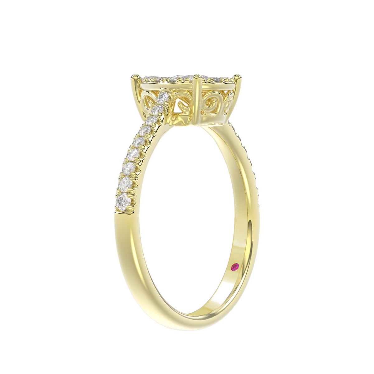 18K YELLOW GOLD 1/2CT ROUND/PEAR DIAMOND LADIES RING 