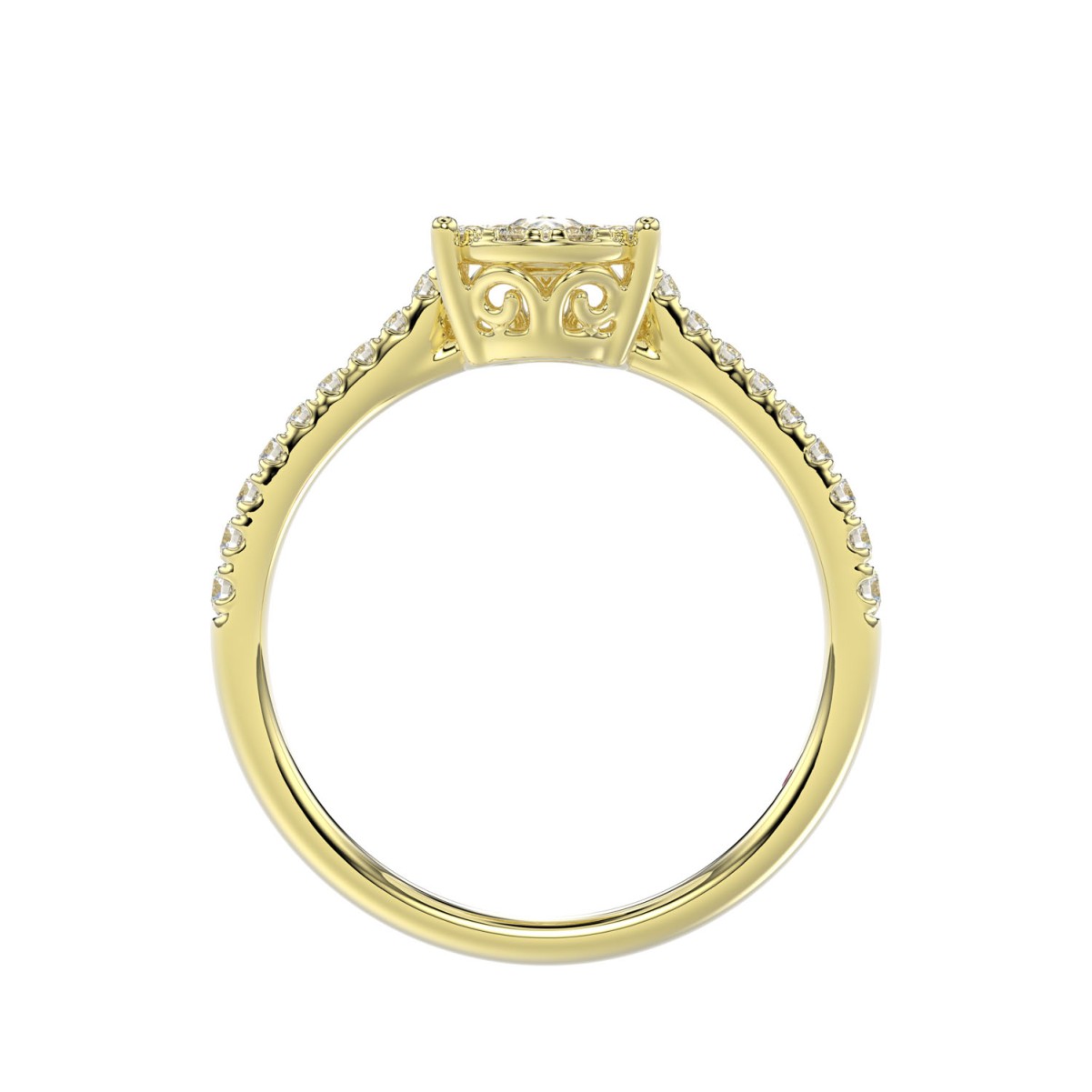 18K YELLOW GOLD 1/2CT ROUND/PEAR DIAMOND LADIES RING 