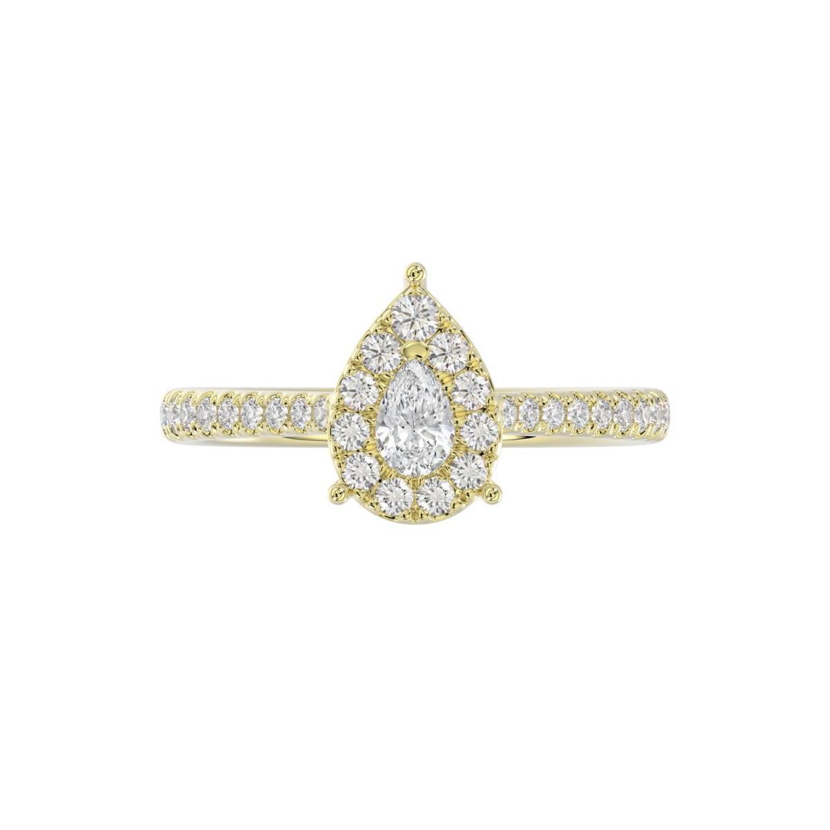 18K YELLOW GOLD 1/2CT ROUND/PEAR DIAMOND LADIES RING 