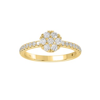 18K YELLOW GOLD 1/2CT ROUND DIAMOND LADIES RING