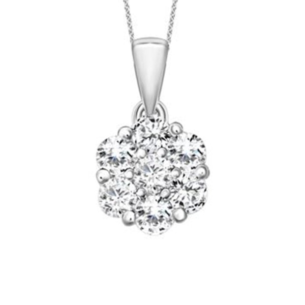 18K WHITE GOLD 1/3CT ROUND DIAMOND LADIES FLOWER P...