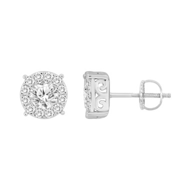 18K WHITE GOLD 1/2CT ROUND DIAMOND LADIES EARRINGS 