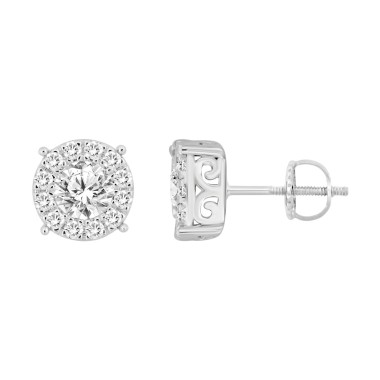 18K WHITE GOLD 3/4CT ROUND DIAMOND LADIES EARRINGS 