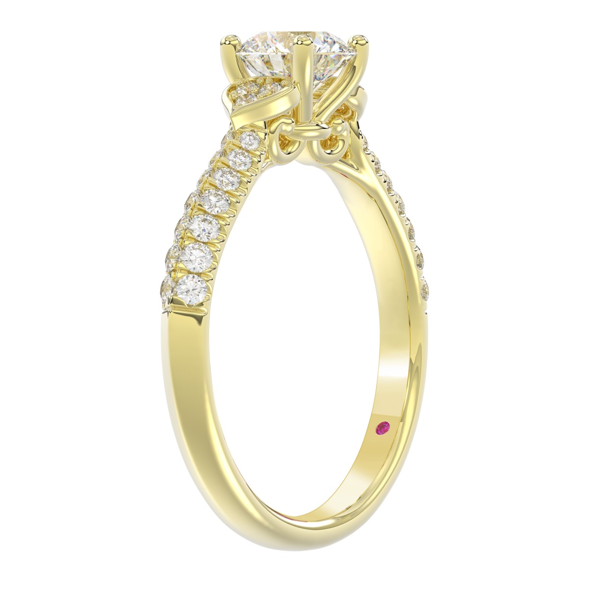 18K YELLOW GOLD 1CT ROUND DIAMOND LADIES RING(CENTER STONE ROUND DIAMOND 3/4CT)