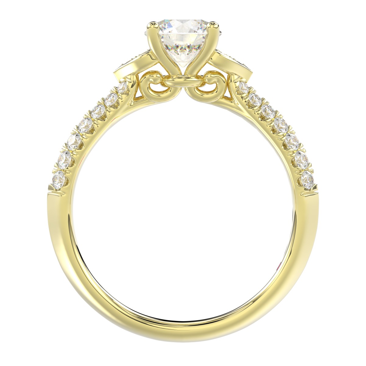 18K YELLOW GOLD 1CT ROUND DIAMOND LADIES RING(CENTER STONE ROUND DIAMOND 3/4CT)