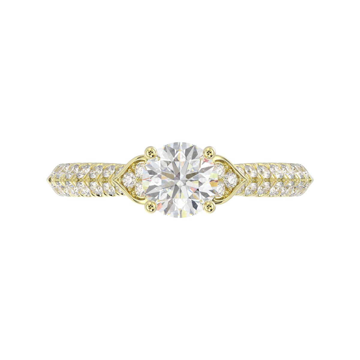 18K YELLOW GOLD 1CT ROUND DIAMOND LADIES RING(CENTER STONE ROUND DIAMOND 3/4CT)