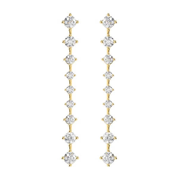 18K YELLOW GOLD 2CT ROUND DIAMOND LADIES EARRINGS ...