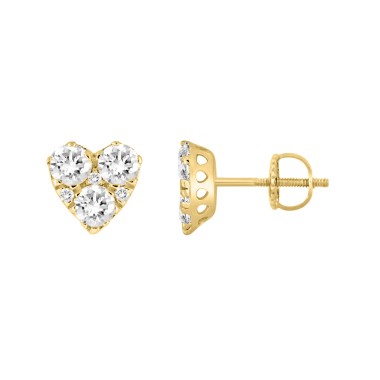 18K YELLOW GOLD 1 1/2CT ROUND DIAMOND LADIES EARRINGS 