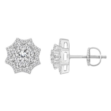 18K WHITE GOLD 3/4CT ROUND DIAMOND LADIES EARRINGS 