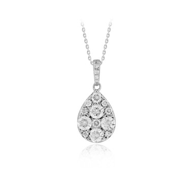 18K WHITE GOLD 1CT ROUND DIAMOND LADIES PENDANT WITH CHAIN  