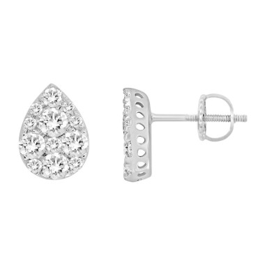 18K WHITE GOLD 1 1/2CT ROUND DIAMOND LADIES EARRINGS 