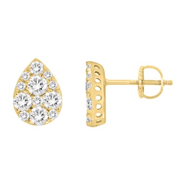 18K YELLOW GOLD 1 1/2CT ROUND DIAMOND LADIES EARRINGS