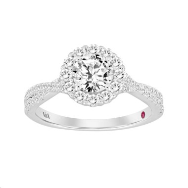 18K WHITE GOLD 1 1/3CT ROUND DIAMOND LADIES RING(CENTER STONE ROUND DIAMOND 3/4CT)